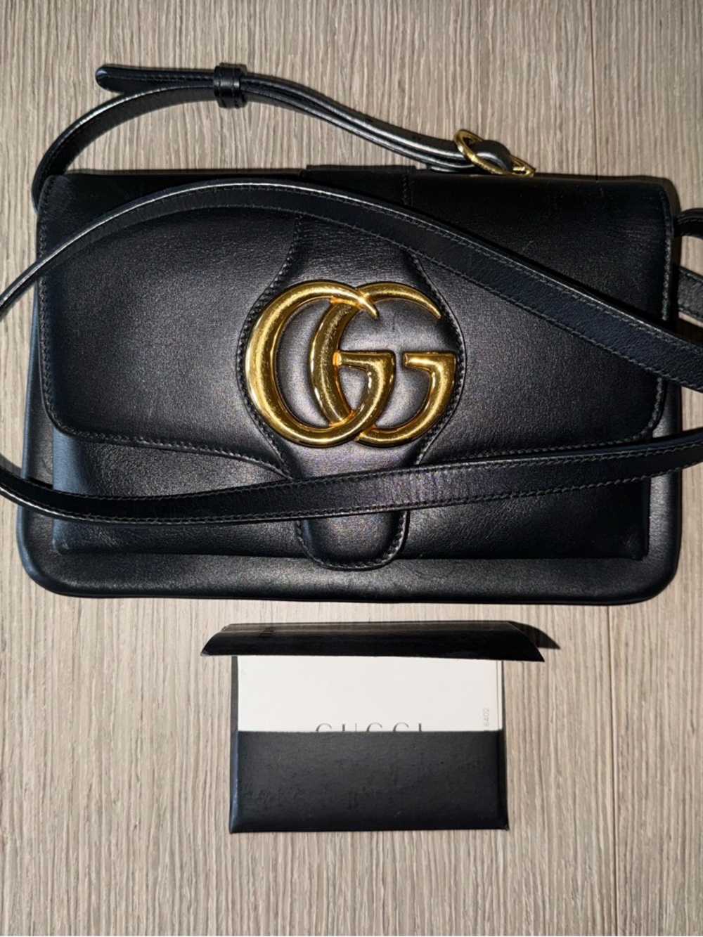 Gucci Arli Double GG Black Leather Shoulder/Crossbody Bag - Picture 13 of 15
